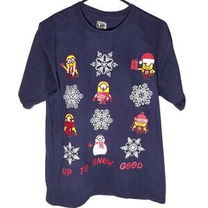Get Festive! Men's Large Navy Minions Christmas T-Shirt